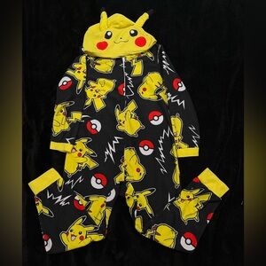 Pokemon Pikachu Black and Yellow Kids Pajama Set with Hood